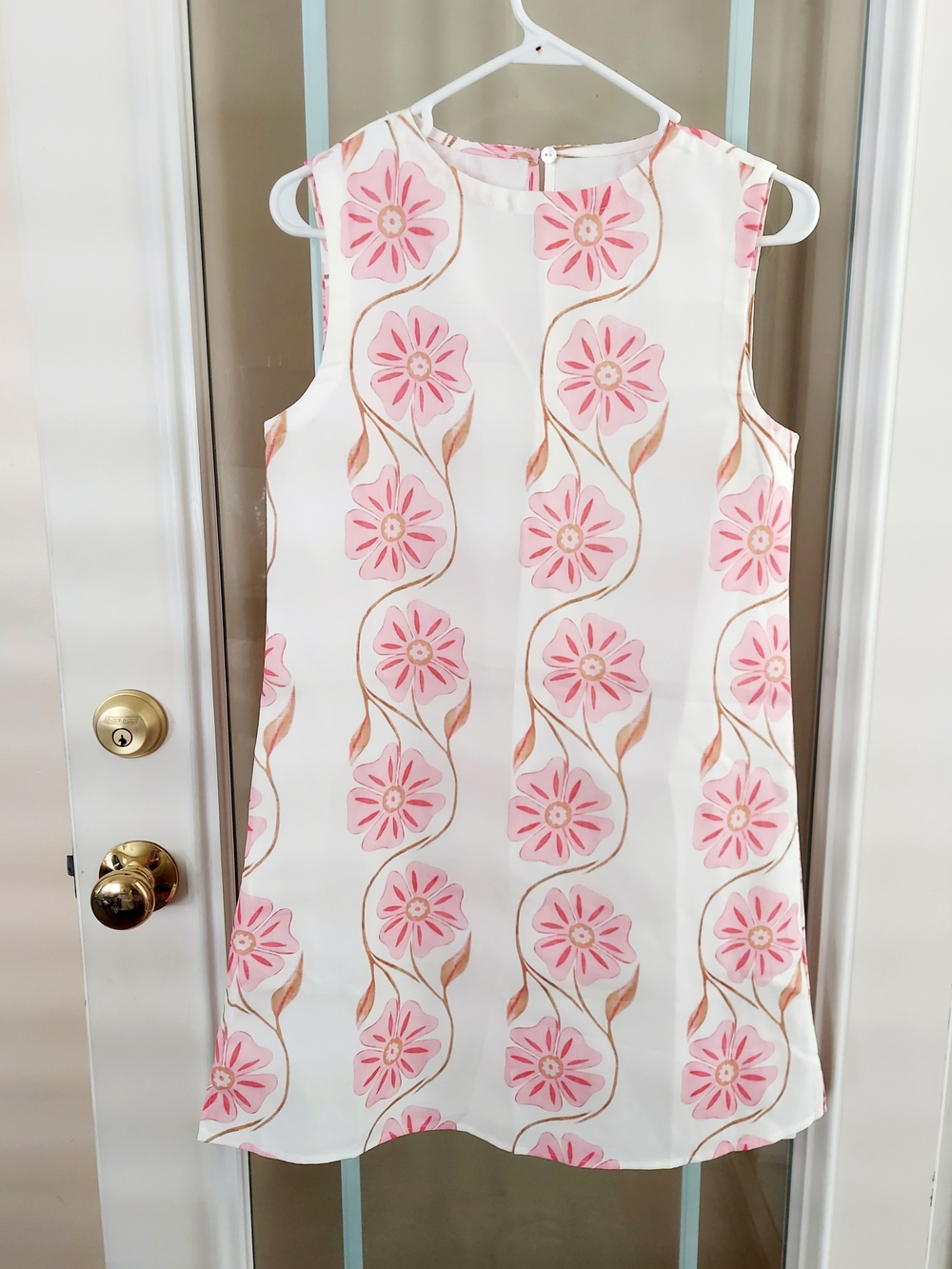 Commense White & Pink Floral Motif Sleeveless Dress Womens Size XS NWT Vacation